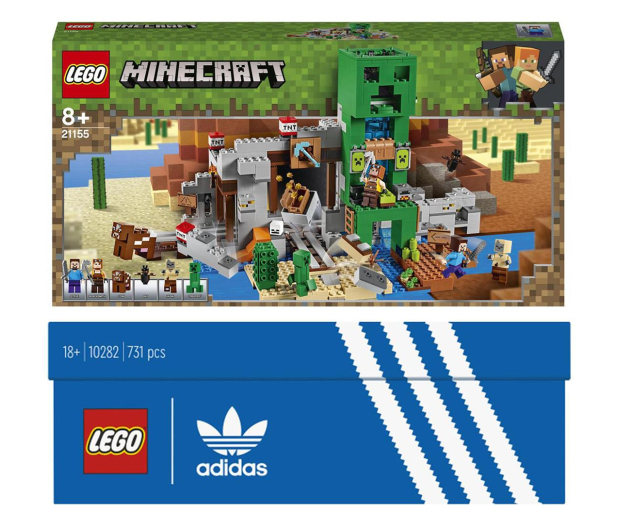 LEGO Minecraft 21155 Kopalnia Creeperów + Adidas 10282 Originals - 1034304 - zdjęcie